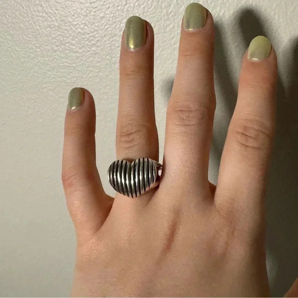 Large sterling silver chunky estate dome ribbed modernist ring 7 - Picture 2 of 7